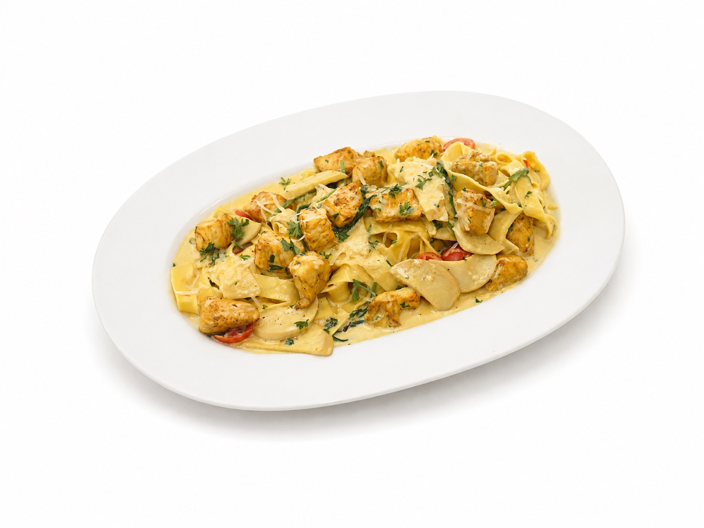 Fettuccine với ức gà Cajun và nấm tươi
